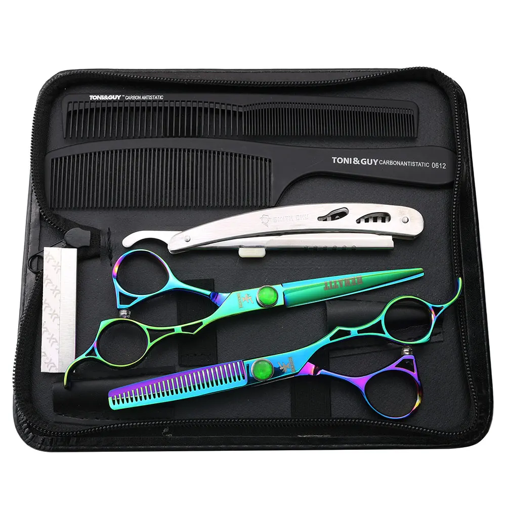 

Aurora Professional High Quality Hair Scissors Set Barber Cutting Scissors and Thinning Scissors and Razor Cases