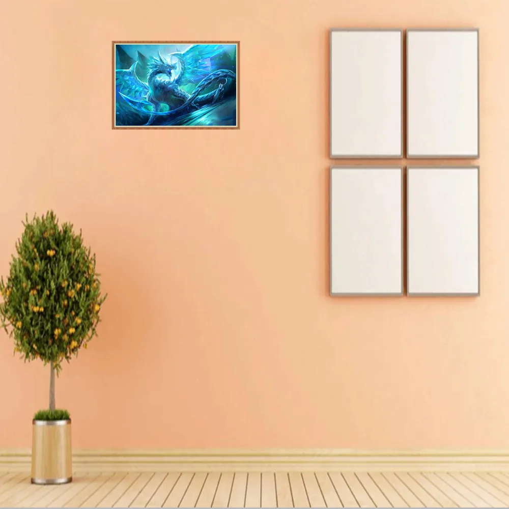 KAKUDER 5D картина с изображением Ледяного Дракона DIY спальня гостиная украшение для