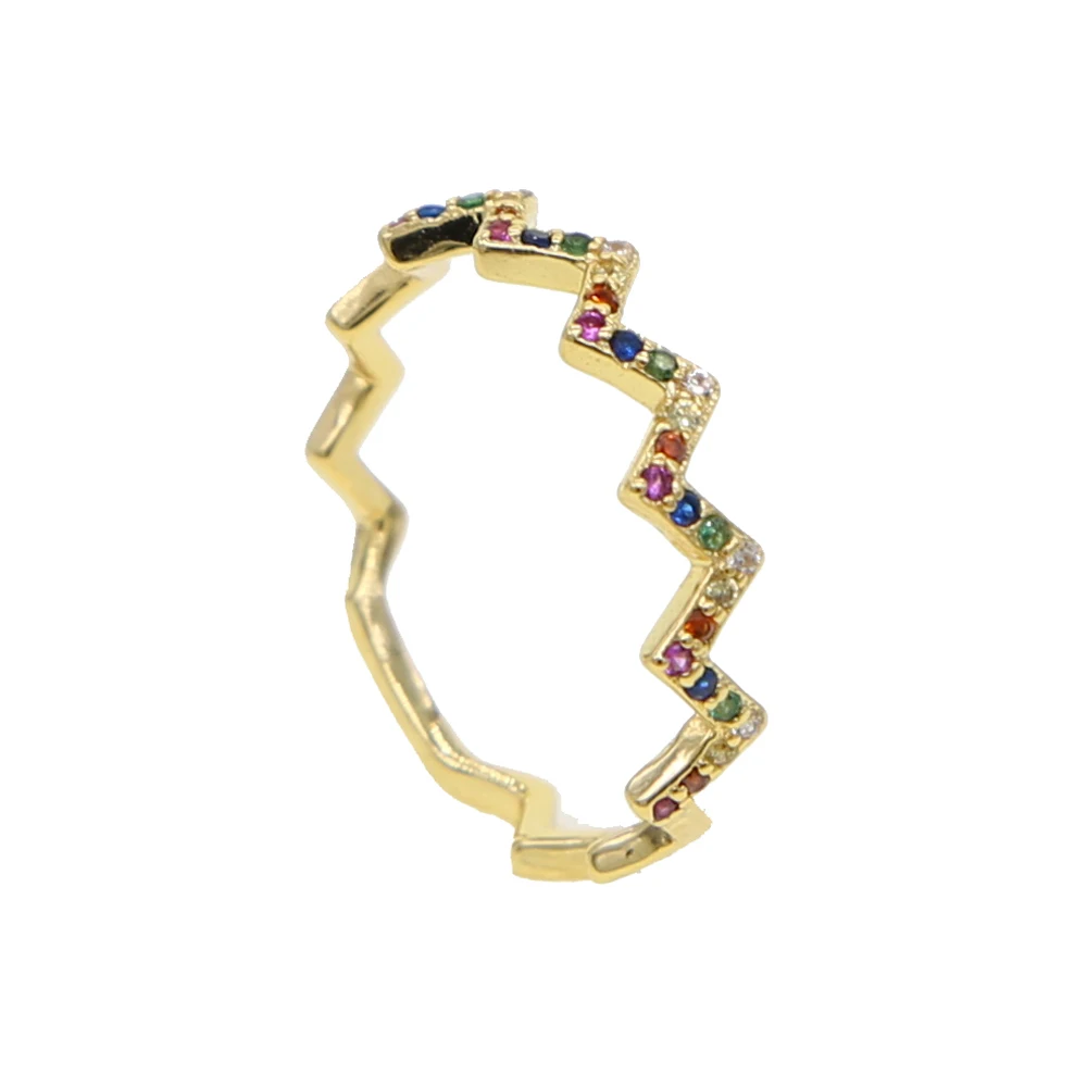 Женское разноцветное кольцо Eternity Band Радужное с фианитами для девушек и женщин на