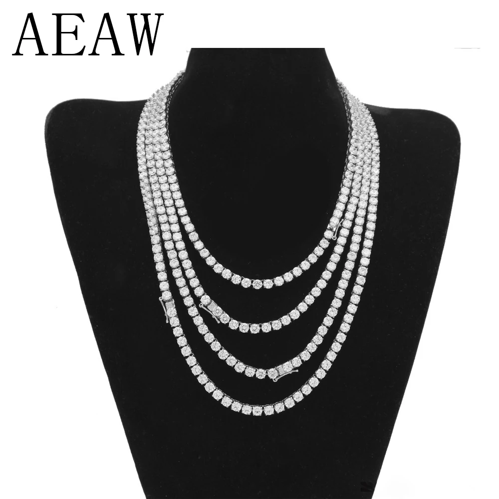 

14 Inch Full Moissanite Necklace Solid 14K 585 White GoldDEF Color 6.5ctw-27ctw Lab Creat Diamond Tennis Necklace For Women