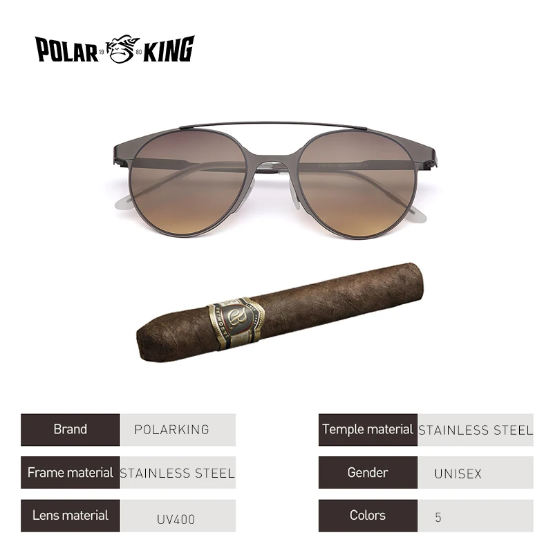 Polarking из нержавеющей стали унисекс солнцезащитные очки UV400 мужские круглые