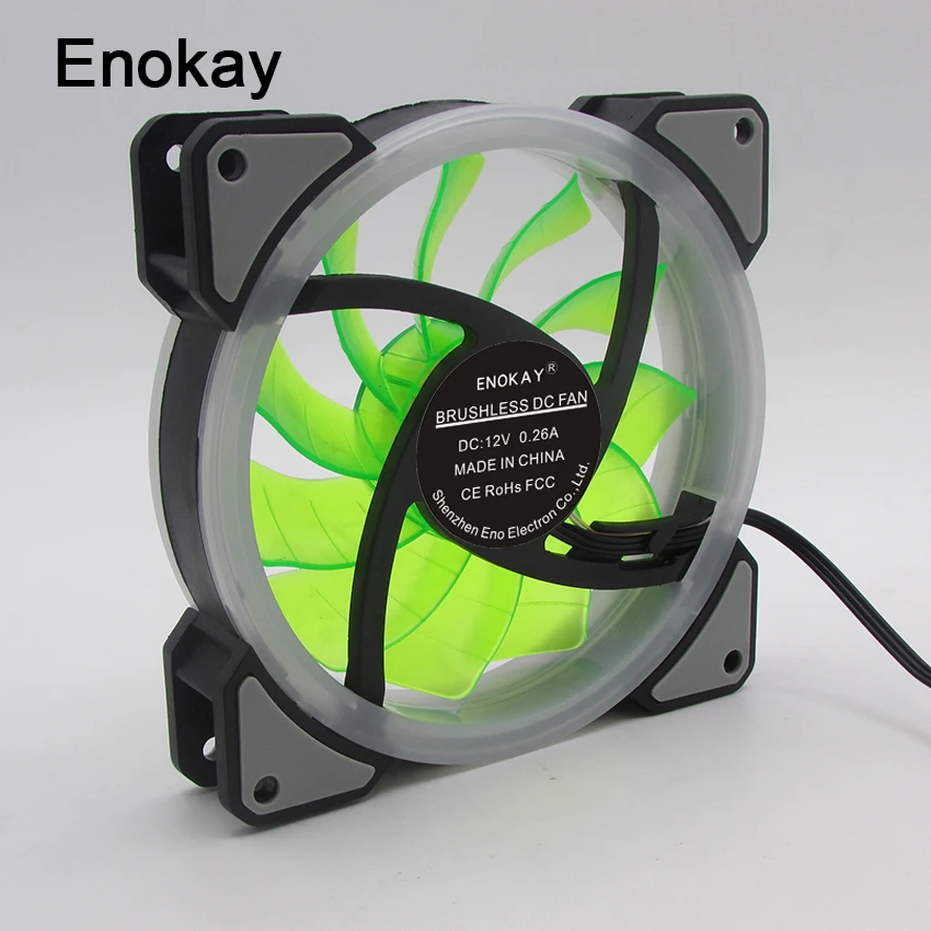 Enokay 120 мм компьютерный корпус Супер бесшумный вентилятор со светодиодными