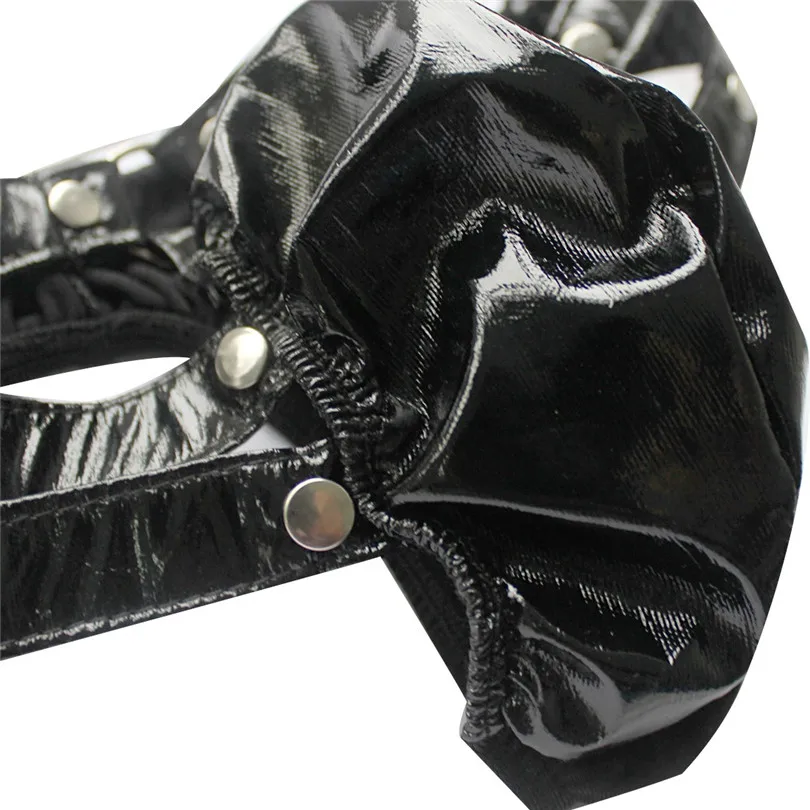 Мужские стринги с заниженной талией из искусственной кожи трехмерным вырезом