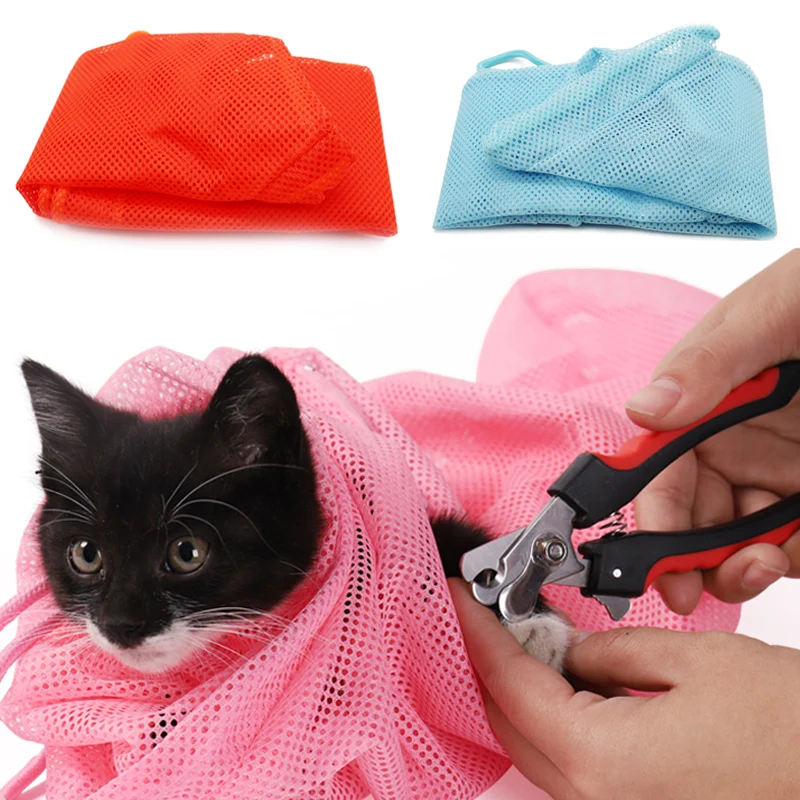 Cat Clean Bag Pet Grooming Creative 54*36cm Polyester Fiber Fitted Mesh Dog Scratch Prevention Shower | Дом и сад