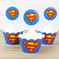 Superman Супергерой Мстители обертки для кексов Торт Топперы Человек-паук Бэтмен этикетка День рождения Дети мальчик пользу украшения поставки - Цвет: Superman