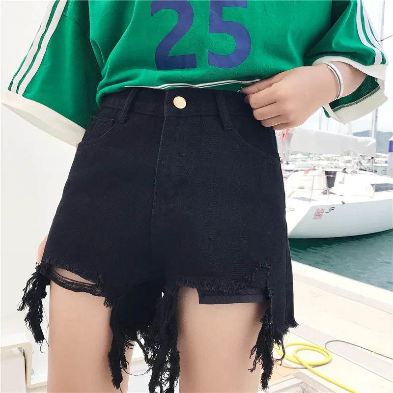 Новинка Модные женские Необычные джинсовые шорты с кисточками однотонные