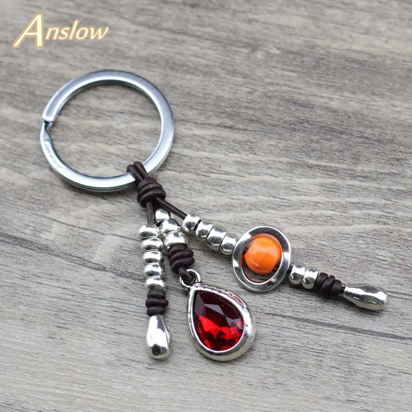 red Anslow,,, капли воды, кристалл, ручная работа, бусины, брелок для ключей, кожа, автомобильный брелок, ювелирная сумка, шарм, женский подарок, LOW0004KY - Цвет: red
