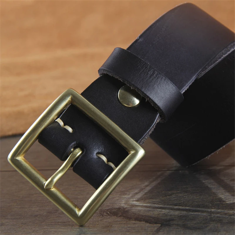 

TOP Leather Belt Men Brass Pin Belt Buckle Men Belt Ceinture Homme Male Strap Cinturon Hombre Jeans Belt Wide Strap Riem MBT0475