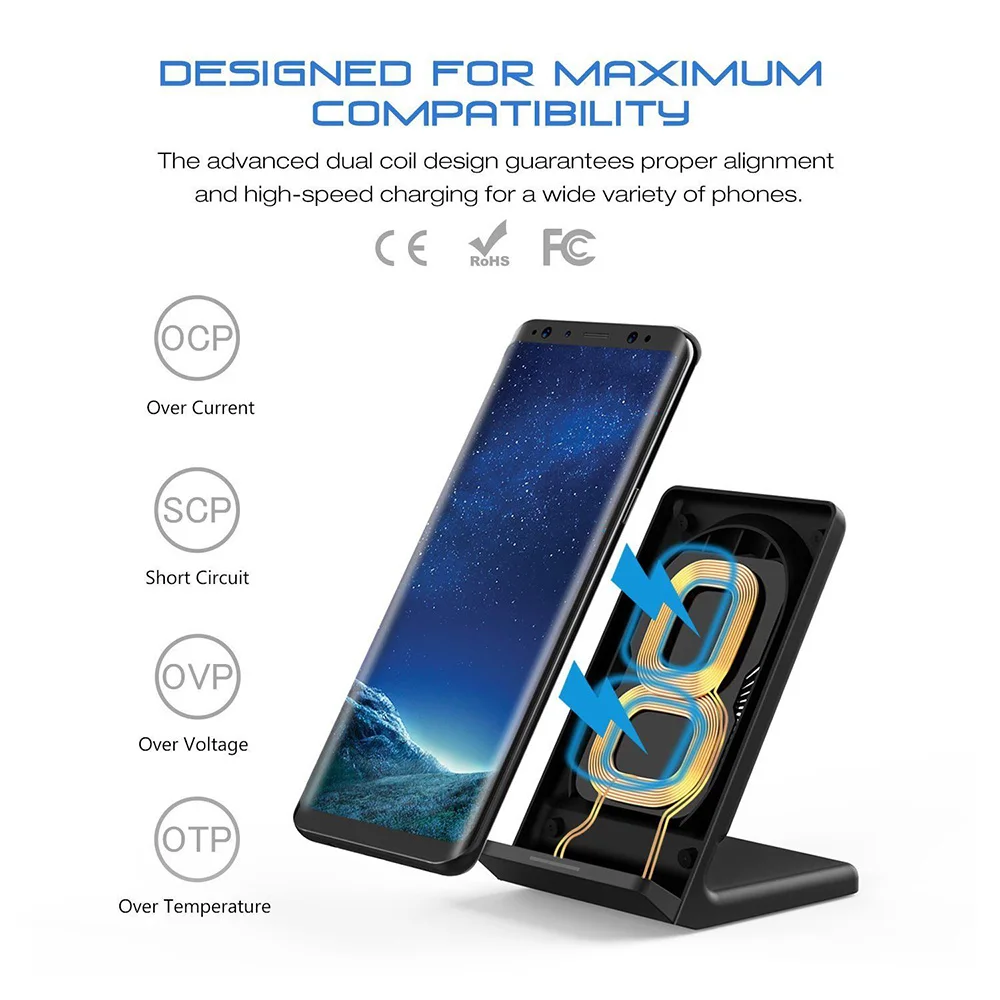 10 Вт QI Беспроводной Зарядное устройство для iPhone XS Max X XR 8 samsung S9 S8 плюс мобильный