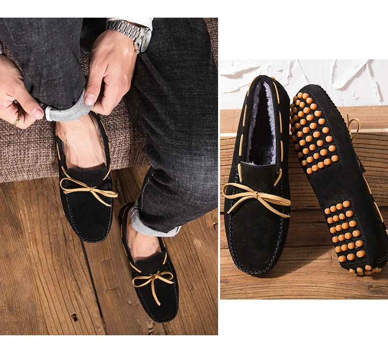 Новинка; модная зимняя мужская повседневная обувь; Mocasines Hombre; лоферы; Высококачественная замшевая кожаная обувь; мужская обувь на плоской подошве без застежки; обувь для вождения