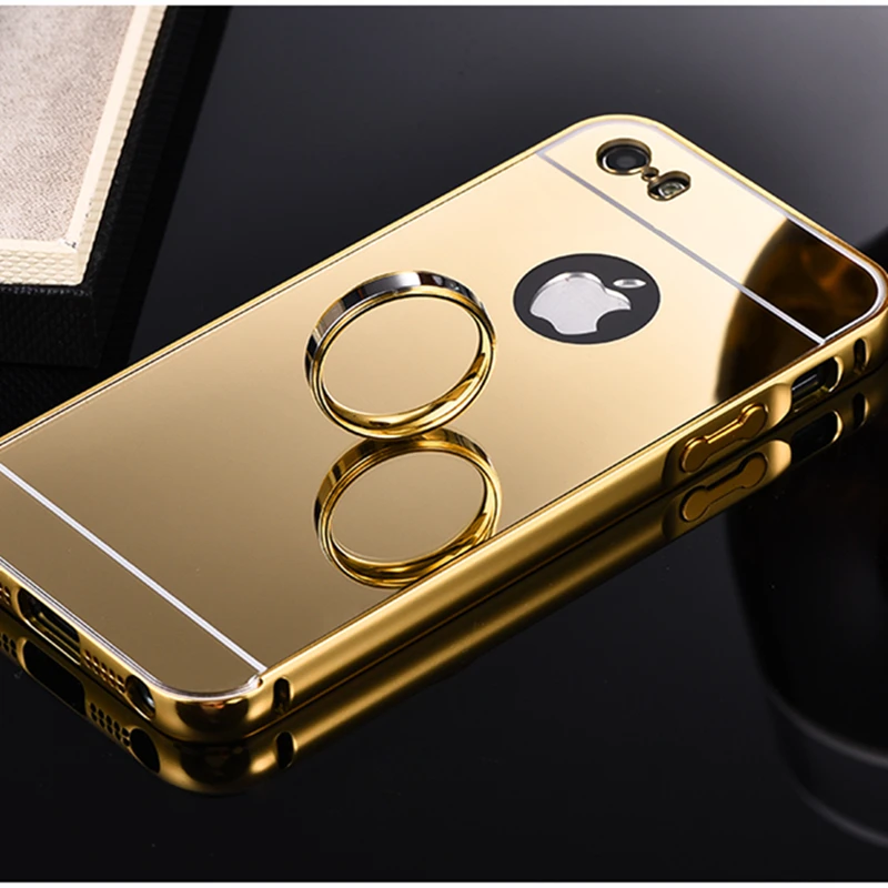 Роскошный Алюминиевый Чехол для iphone 5, 5S, SE, металлическая рамка, акриловый ПК, зеркальная Противоударная задняя крышка для iphone на 4, 4S, 5, 5S, чехлы