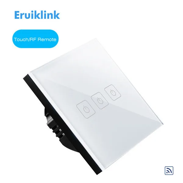 Eruiklink ЕС Стандартный сенсорный пульт дистанционного управления 1 банда 2 банда 3 банда 1 способ, настенный светильник сенсорный выключатель, панель переключателя из кристального стекла, RF433 - Цвет: white 3gang no RC