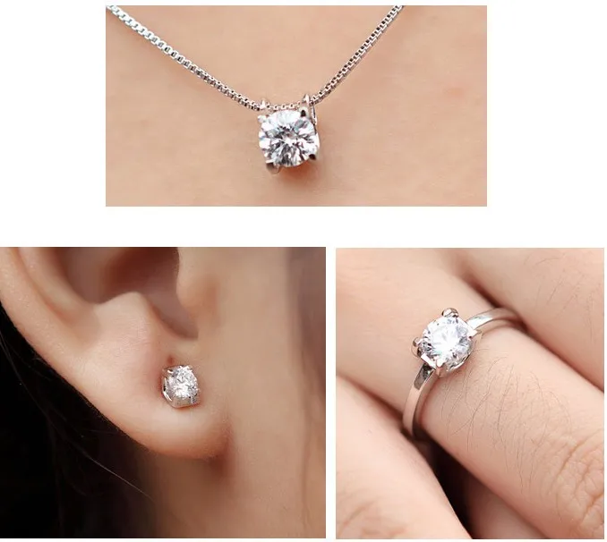 AAAA + циркониевое Ожерелье Подвески Серьги Кольца модные ювелирные изделия набор