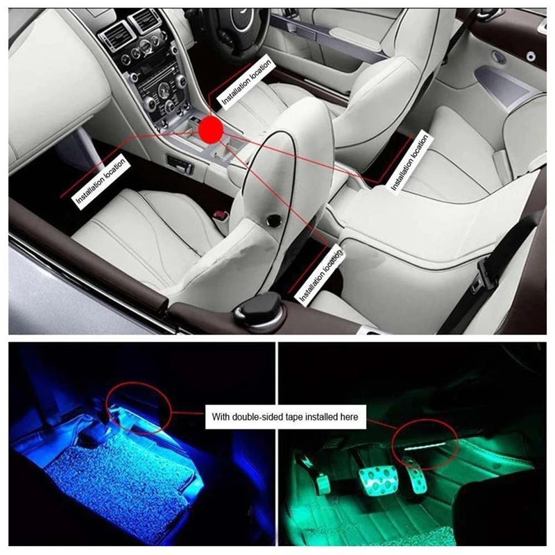 KEYECU 4x 7 цветов 12LED Автомобильные светодиодные интерьерные декоративные полосы
