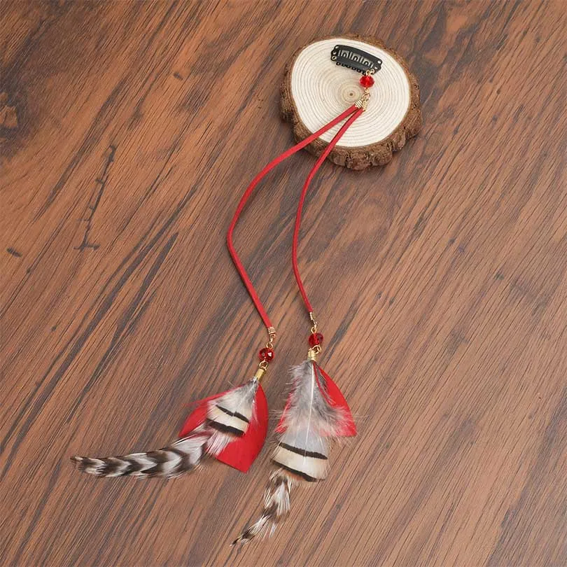 10 Haimeikang Для женщин перо повязка для волос гребень зажимы Boho повязка головной убор с кисточками в богемном стиле женские аксессуары для волос в народном стиле заколка для волос - Цвет: 10