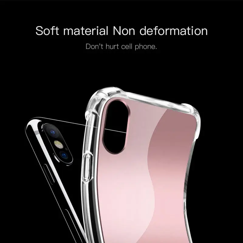 Soft Case for iPhone X XS 11 Pro Max XR Cases Shockproof TPU Mirror Back Cover 7 8 Plus 6S 6 Coque |