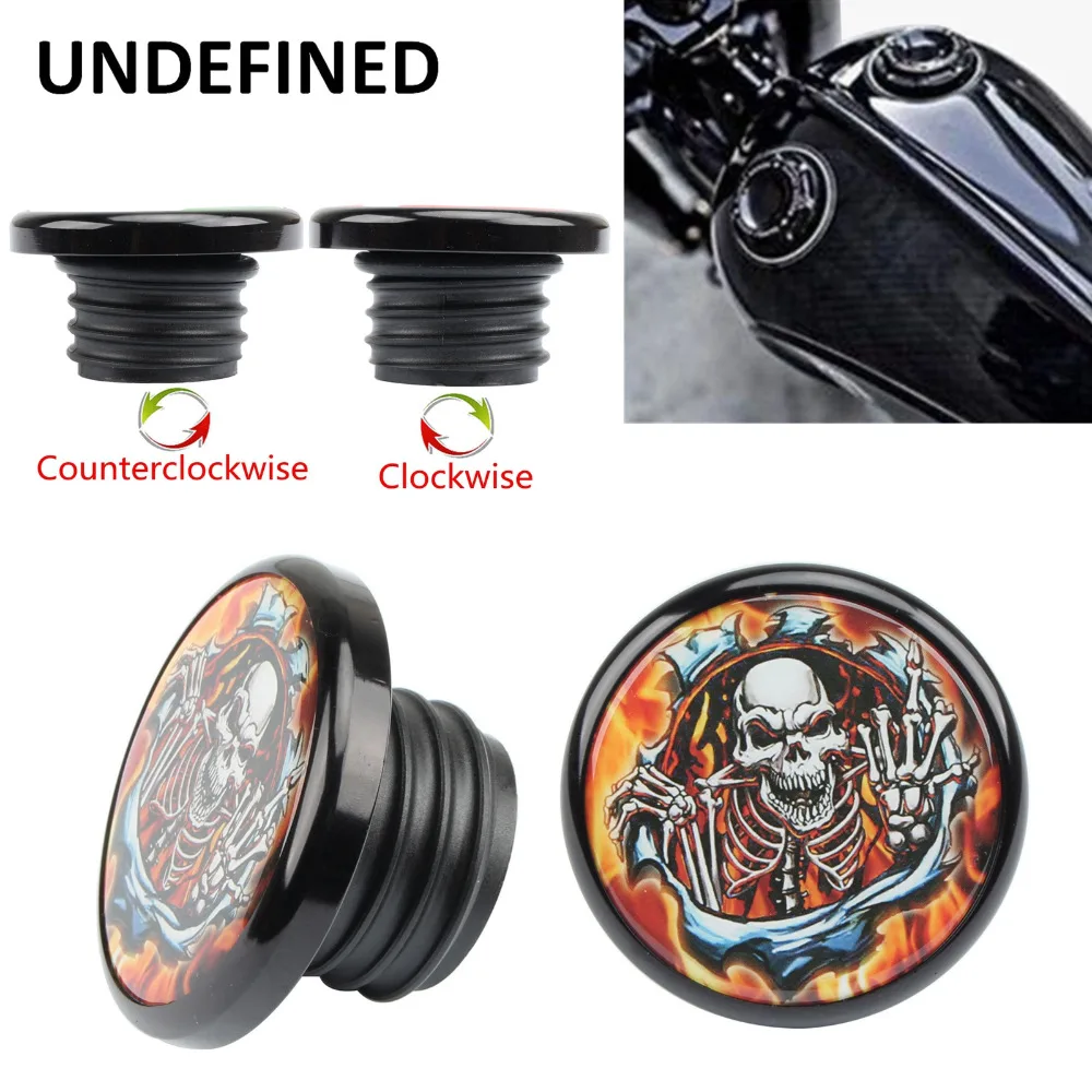 2 шт. пламени топливный бак мотоцикла Кепки крышка череп картина маслом газовая