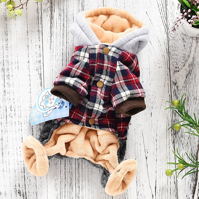 Пальто для маленьких собак куртка одежда костюм в клетку теплый мягкий хлопковый