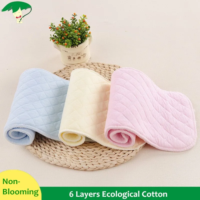 Супер Абсорбирующие подгузники из чистого хлопка 3/6/9 слоев Детские Подгузники