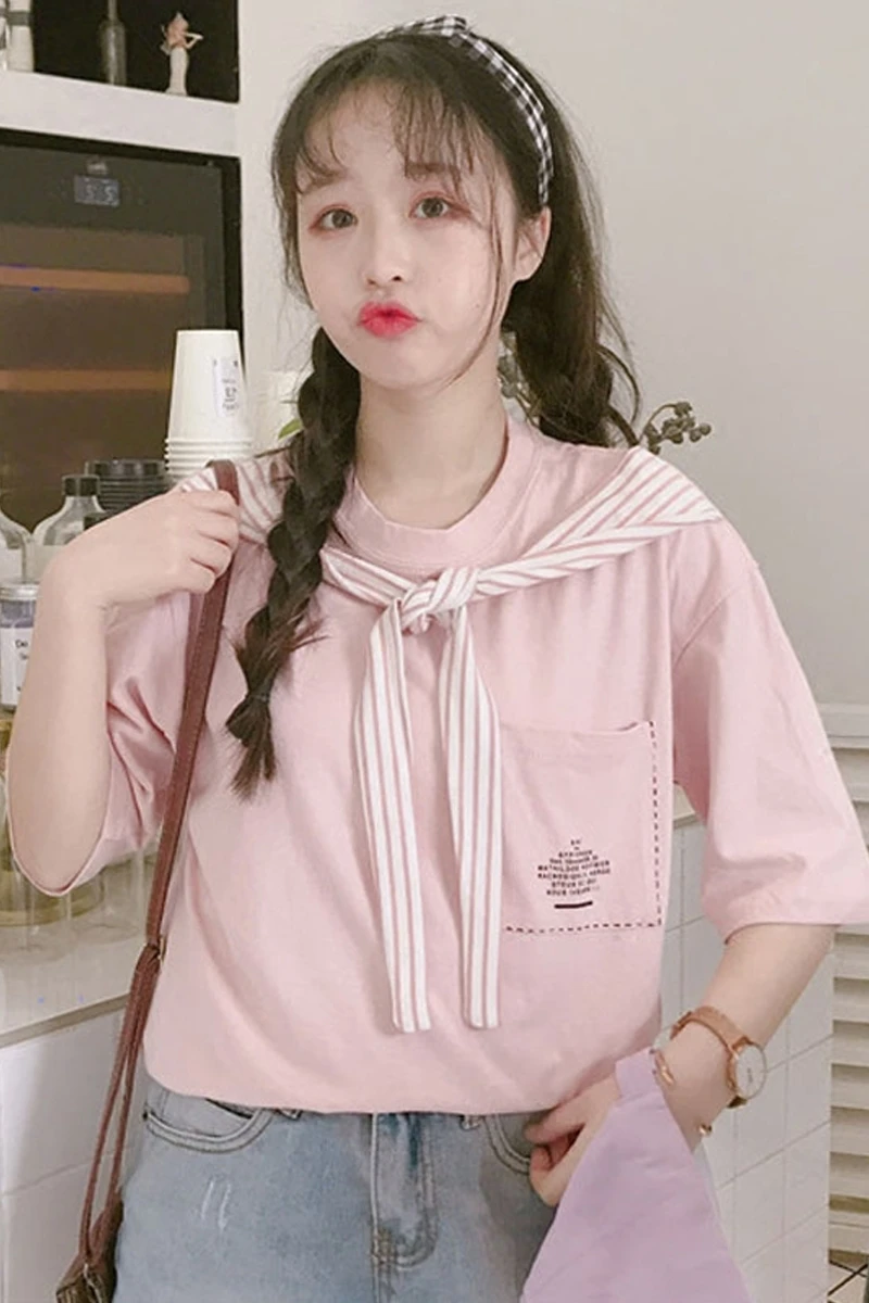 Летние женские футболки в стиле Харадзюку новые корейские маленькие свежие