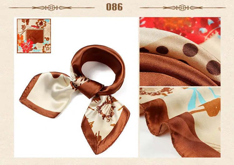 Женский маленький платок бандана квадратный шелковый 60 см BBC08|square silk scarves|small square