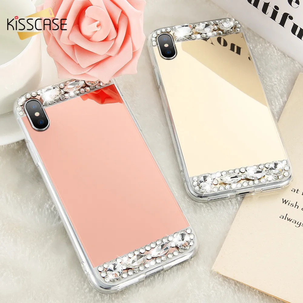 KISSCASE прозрачное зеркало чехол для iPhone 6 6S 5s 5 SE Plus роскошный сверкающий с