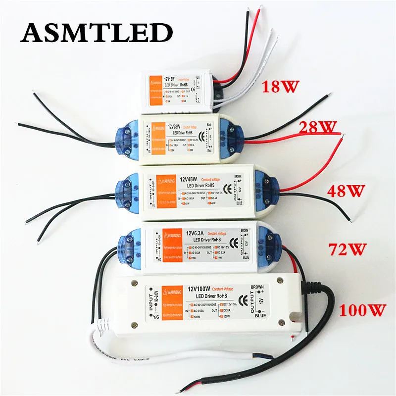 Светодиодный трансформатор ASMT для светодиодных лент 12 В 18 Вт 28 48 72 100 Вт|led driver