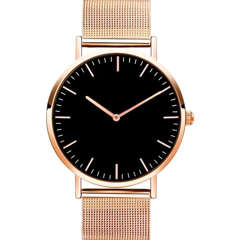 Rose Gold 1 Relogio Feminino модные женские часы Роскошные сетчатый ремешок из нержавеющей стали Кварцевые наручные часы женские черные женские часы - Цвет: Rose Gold 1