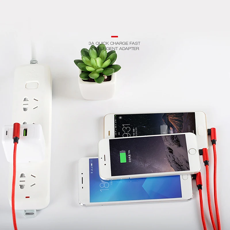 Кабель зарядный NOHON 3 в 1 с разъемом Micro USB Type C и Lightning для iPhone X 7 8 6 6s Plus XS XR Xiaomi 5