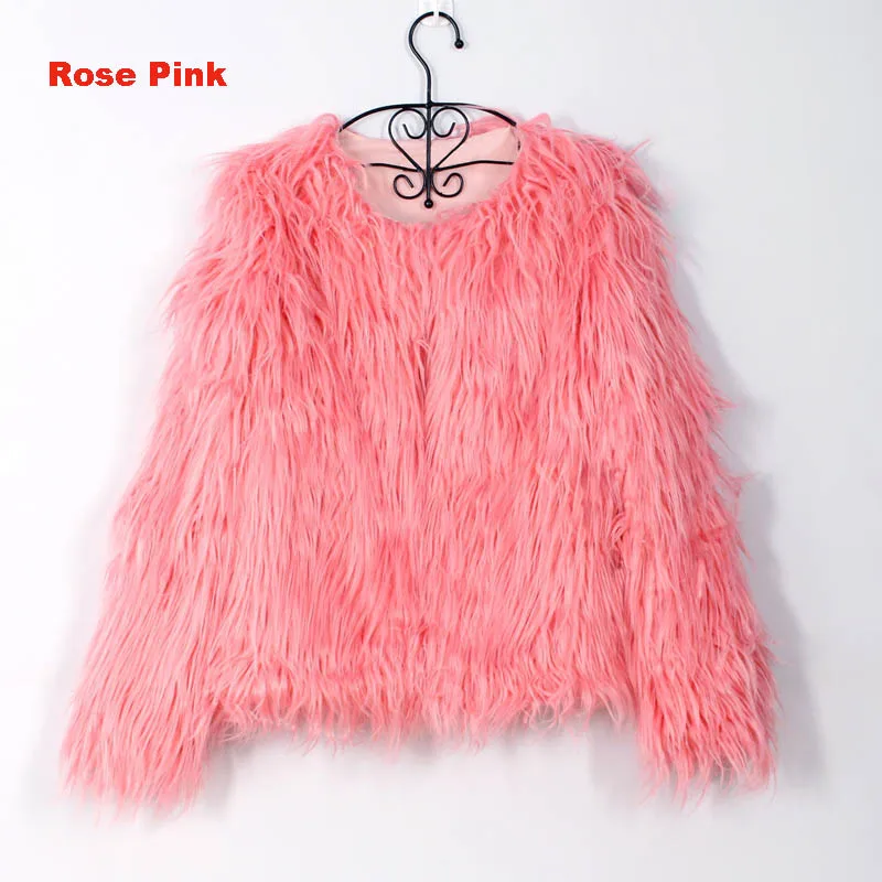 rose pink fur coat 20 цветов размера плюс 4XL женские черные пушистые пальто из искусственного меха куртки белые пальто из искусственного меха женские зимние теплые пальто женская верхняя одежда - Цвет: rose pink fur coat