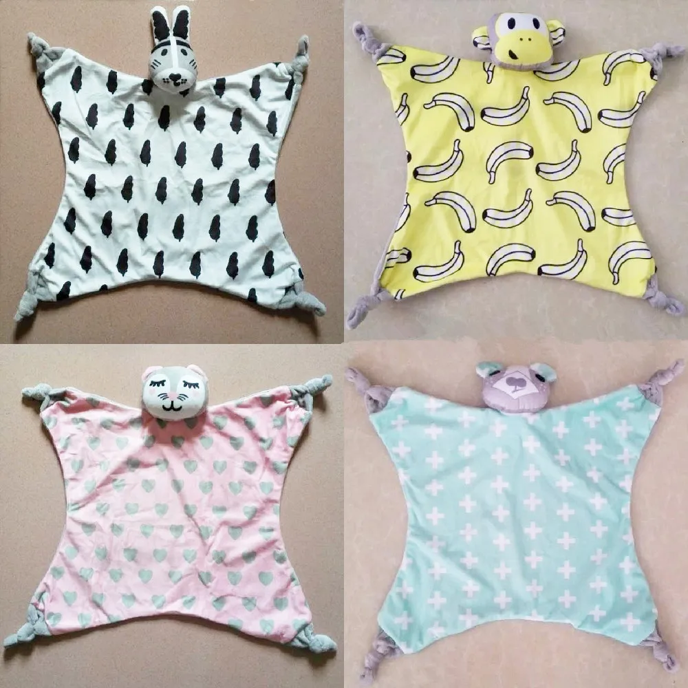 

Cartoon Animals Cows Monkey Cat Squirrel Baby Multifuctional Saliva Towel Biting Calm Sleeping Dolls Kids Nordic Child Bed Decor