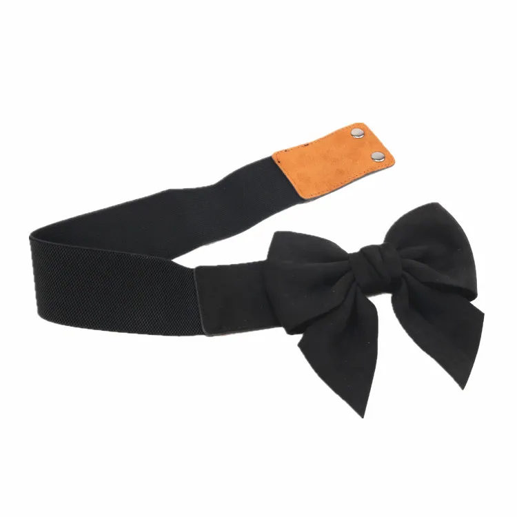 Женский черный пояс с бантом Эластичный элегантный вязаный ремень Новинка 2019