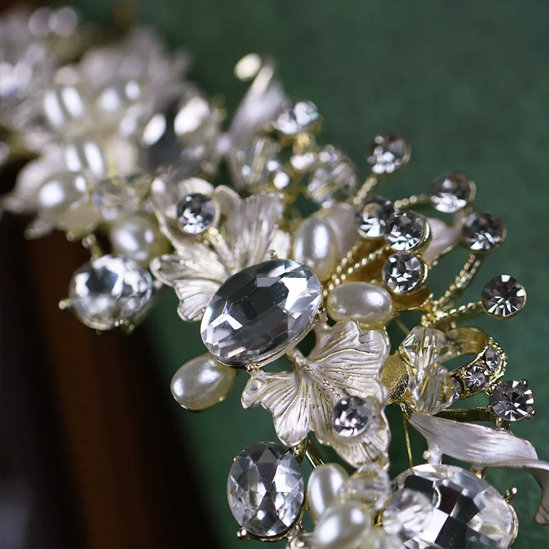 Bride Wedding Tiara Headdress Handmade Crystal Pearl Crowns Tiaras Headpieces Princess Hair Accessories Bridal Hairband | Украшения и