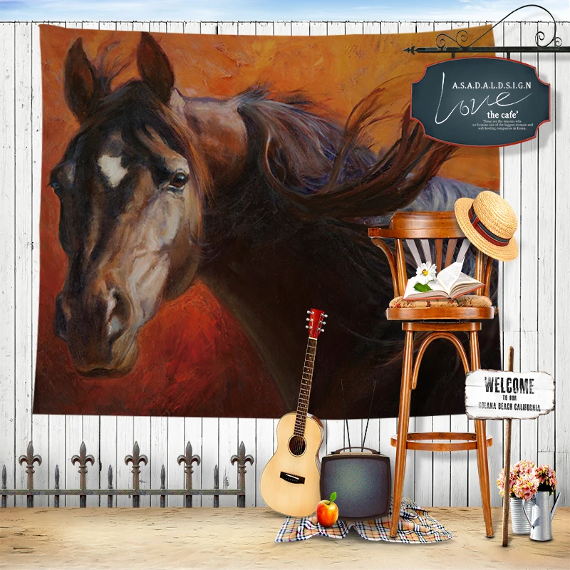 Лошадь Мандала стены гобелен домашний декоративный гостиная пляж клеенка