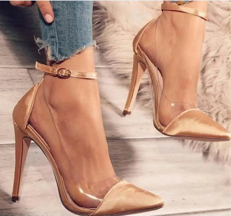 Zapatos Mujer Женские туфли лодочки на высоком тонком каблуке с пряжкой лодыжке