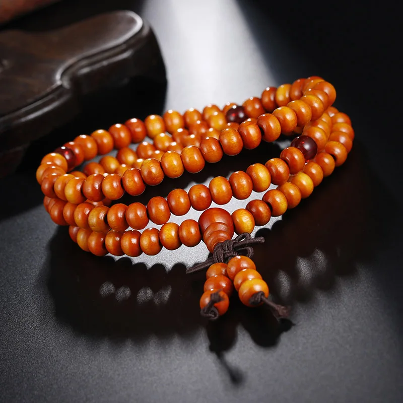 108 Orange 6mm Натуральные буддийские Бусы из сандалового дерева Будда молитвенные браслеты молитвенный шарик мала 108 бисером 6 мм стрейч женские мужские браслеты и браслеты ювелирные изделия - Окраска металла: 108 Orange 6mm
