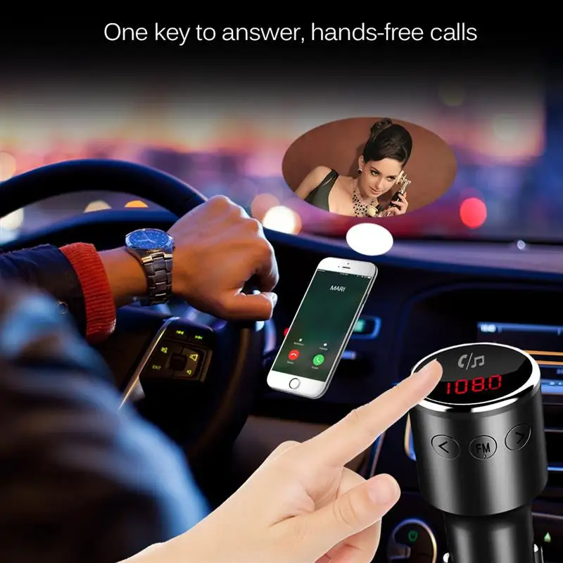 Автомобильный комплект fm-передатчика Bluetooth V4.2 Беспроводной MP3 плеер Поддержка карт флеш-накопителей телефонные звонки в режиме Hands-Free Dual USB Порты и разъёмы с громкой связи