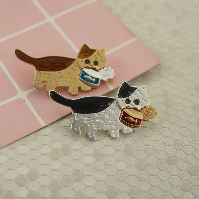 Модная матовая Золотая серебряная брошь в виде кота европейском и американском