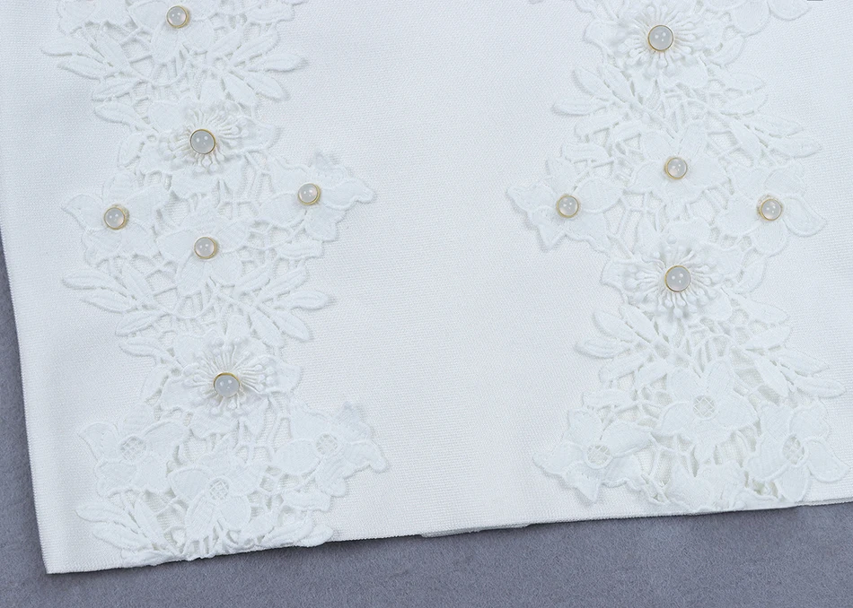 Seamyla элегантное белое Бандажное Платье женское Vestidos с аппликацией из бисера, вечерние платья знаменитостей, сексуальное мини-платье для подиума
