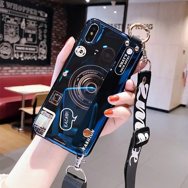 Чехол для телефона с ремешком на запястье цифровой камеры iphone 11 Pro xs max xr 8 6 s 7 plus