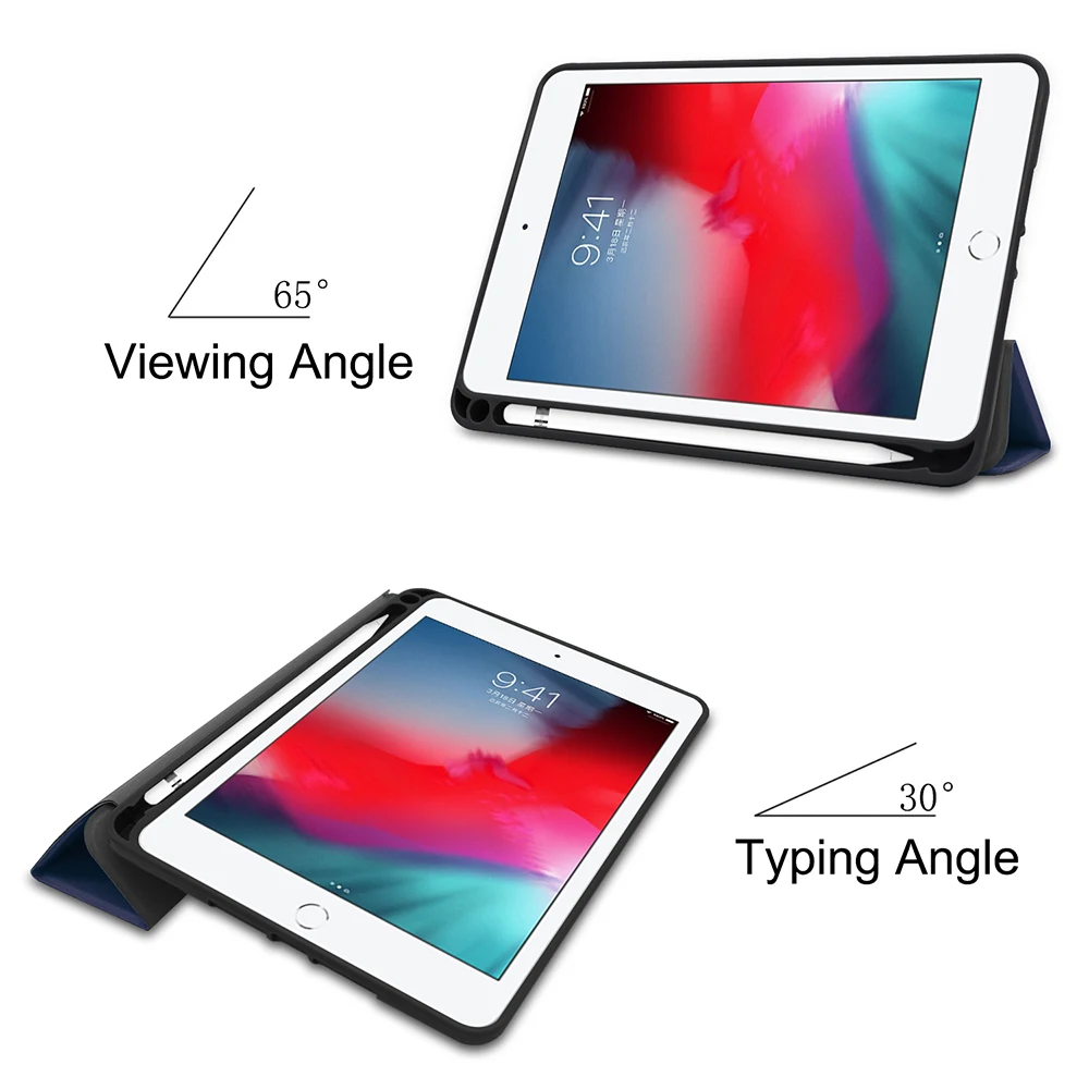 Tr Fold чехол для нового IPad Mini 5 7 9 дюймов 2019 с держателем карандашей умный