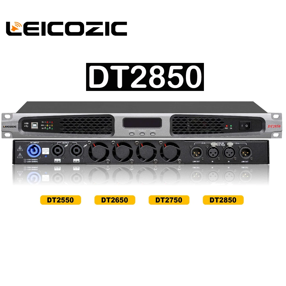 Leicozic DT2850 dsp усилитель класса d 850 Вт RMS 1400 Вт 4 Ом Цифровой усилитель импульсный источник питания аудио Профессиональный Усилитель