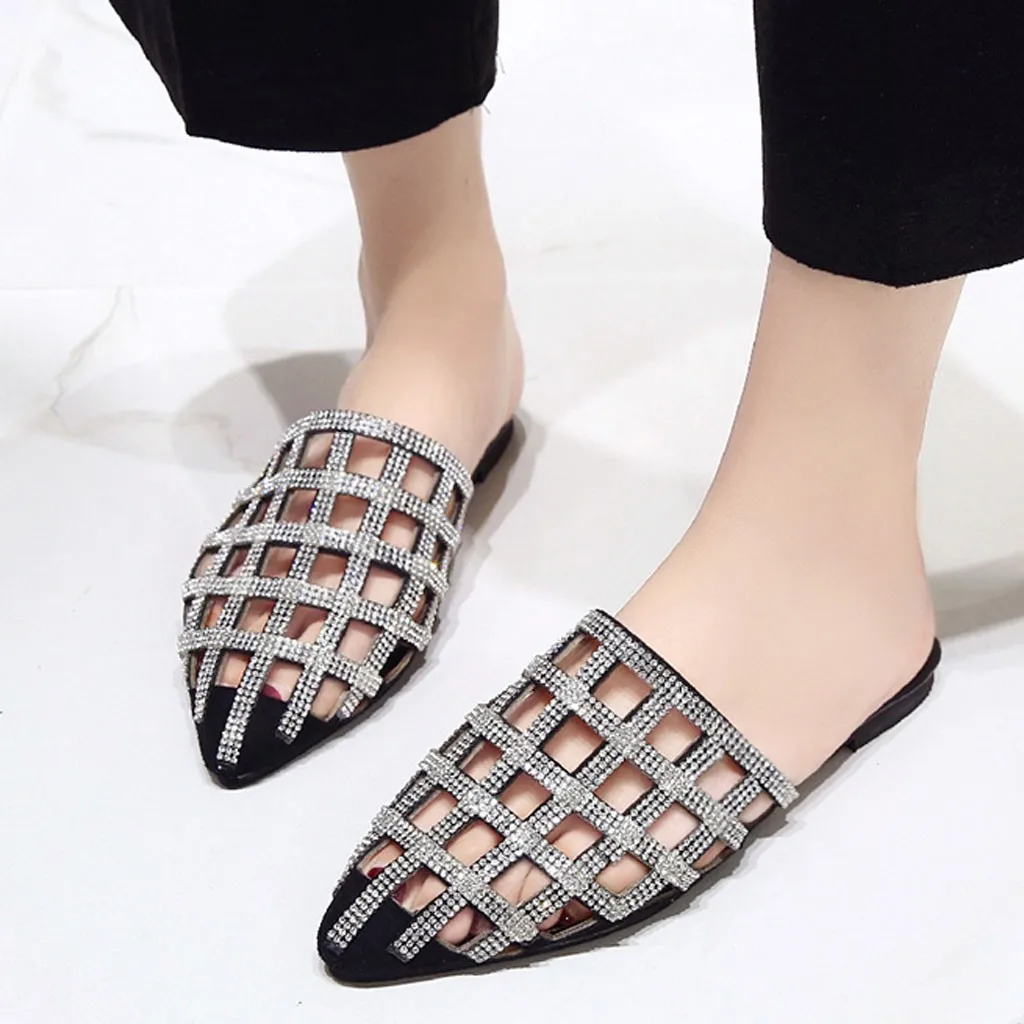 Сланцы SAGACE женские с заостренным носком модные летние туфли на плоской подошве