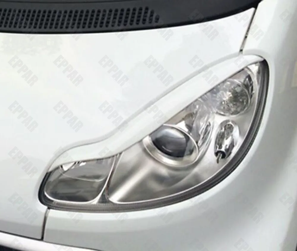 Неокрашенная Стекловолоконная фара веки брови для 2007- Smart Fortwo 451