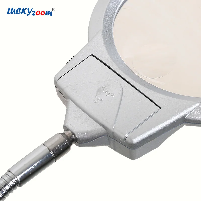 Luckyzoom настольная Лупа с подсветкой светодиодный Лупа металлическая настольная лампа увеличительное стекло 2.5X 5X Тип зажима лупа для чтения Lupa