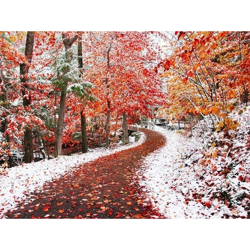 ARMYQZ Full round diamond 5D DIY embroidery winter forest load painting Cross Stitch Rhinestone mosaic decoratio | Дом и сад