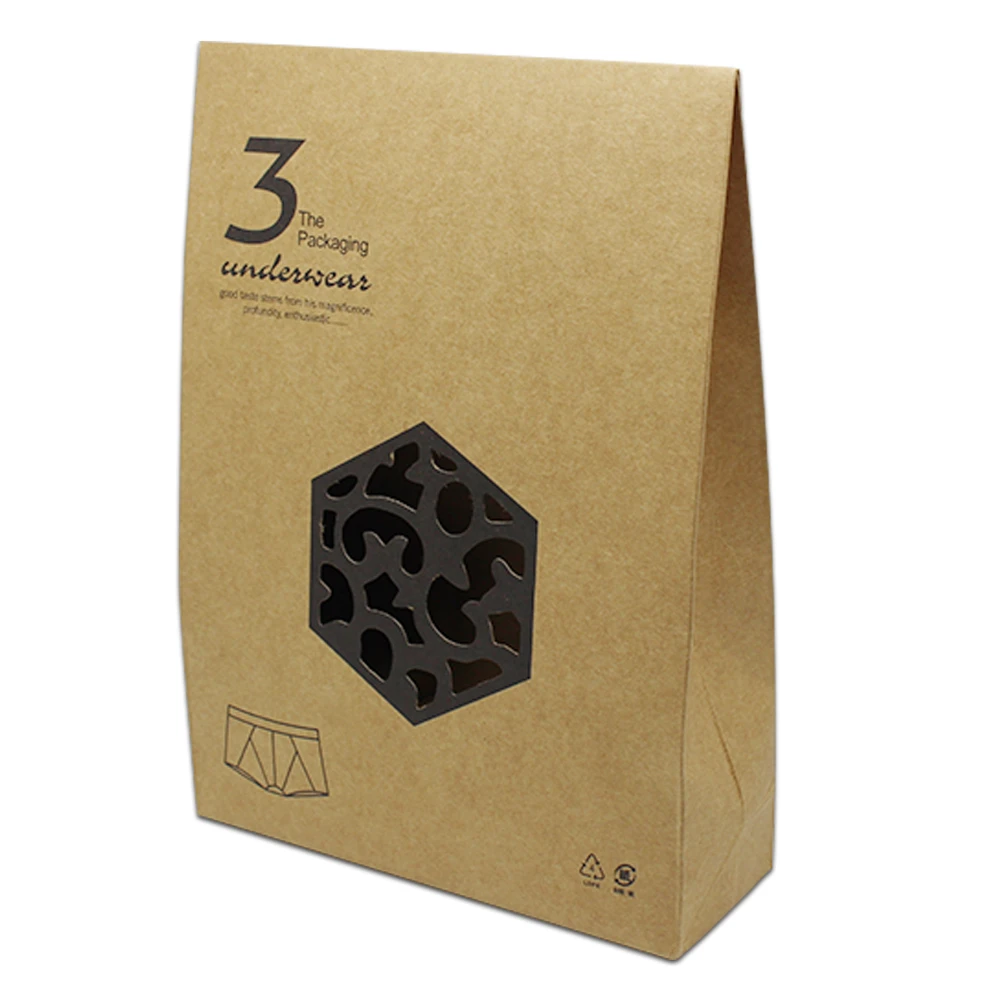 30 шт./лот крафт бумага коричневый выдалбливают мешок для нижнего белья/нижнее