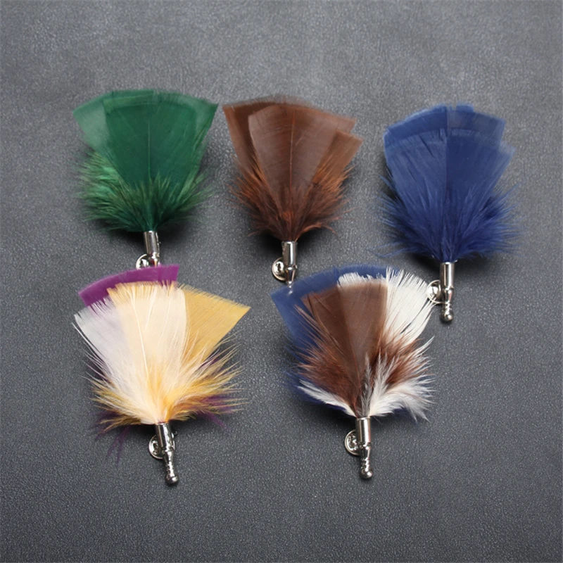 Оптовая продажа брошь 5 шт./лот перьевая Цветная Броши из ткани ручной работы