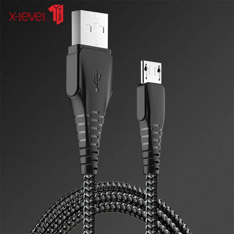 Black XLevel Micro USB кабель 2.0A нейлон Быстрая зарядка USB кабель для передачи данных для samsung Xiaomi LG планшет Android мобильный телефон usb зарядный шнур - Цвет: Black