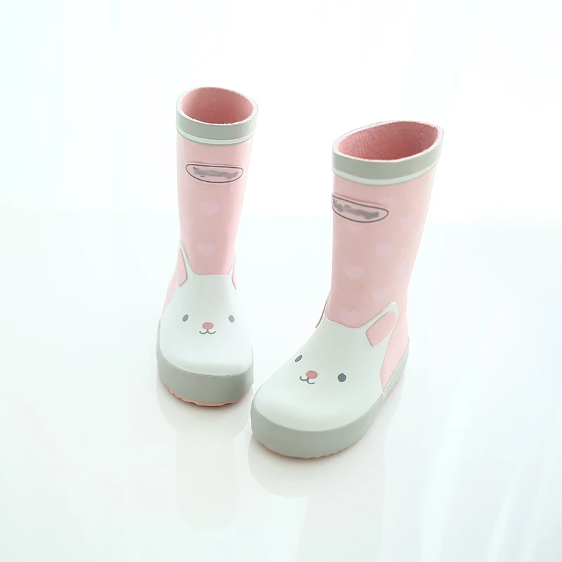 pink 18cm YESELLO/резиновые сапоги для дождливой погоды из натуральной резины; обувь на плоском каблуке средней высоты; нескользящая подошва для малышей и студентов - Цвет: pink 18cm